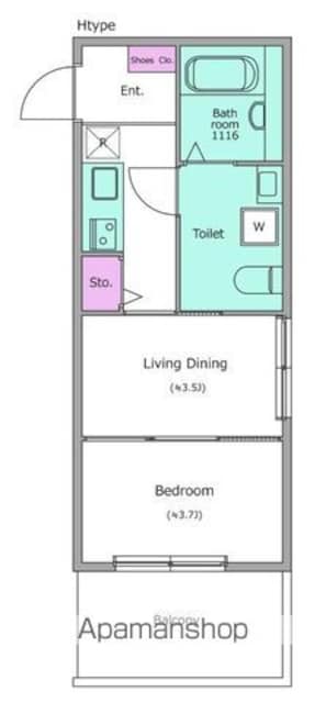 コルティーレ上北沢[2K/25.29m2]の間取図