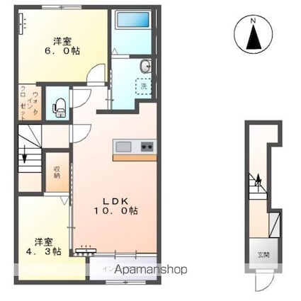 ロンサール羽生[2LDK/53.9m2]の間取図