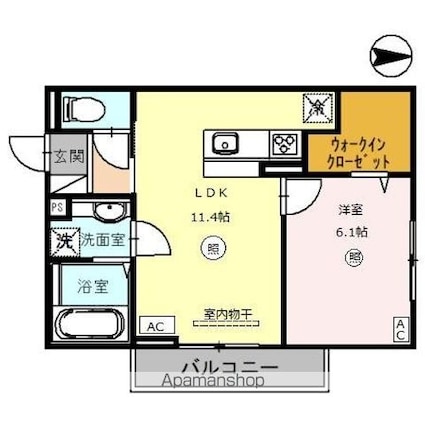 レフィーノ[1LDK/42.79m2]の間取図