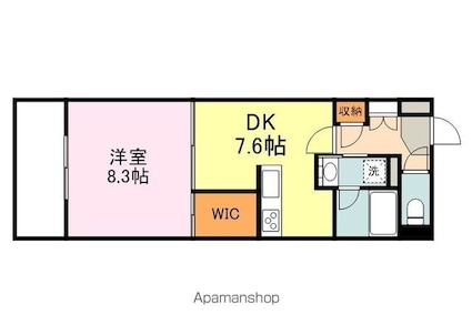 フラットリア春日[1DK/38.66m2]の間取図