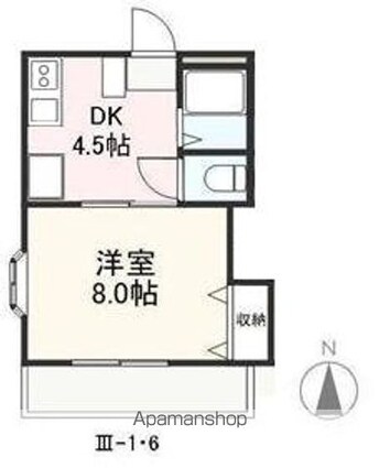 クレイドル安田Ⅲ・Ⅳ[1DK/27m2]の間取図