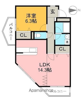 高知県高知市百石町１丁目[1LDK/54.22m2]の間取図