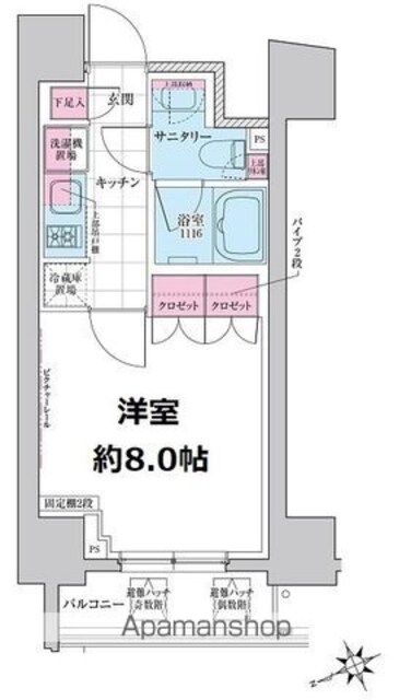 ステラメゾン三軒茶屋[1K/25.02m2]の間取図