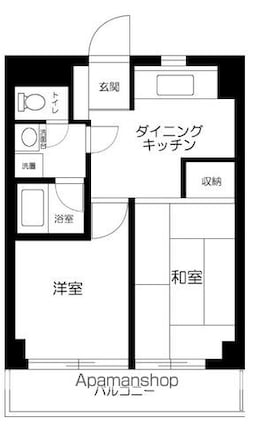東京都新宿区高田馬場４丁目[2DK/37.95m2]の間取図