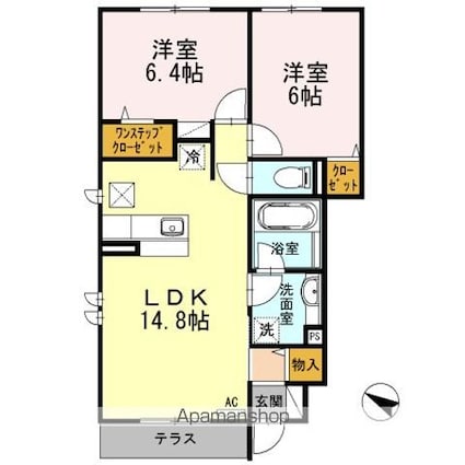 Ｋ’ｓ　Ｆｅｒｉｏ　Ａ棟[2LDK/59.02m2]の間取図