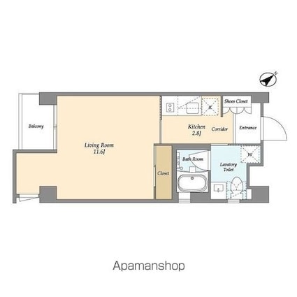 ガーデン原宿[1K/34.45m2]の間取図
