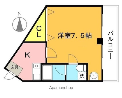 春日ビル[1K/22m2]の間取図