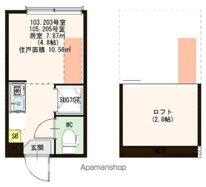 東京都板橋区仲宿[1R/10.56m2]の間取図