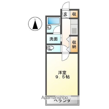 アメニティハイム[1K/26.4m2]の間取図