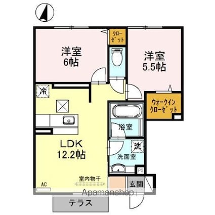 滋賀県長浜市小堀町[2LDK/53.81m2]の間取図