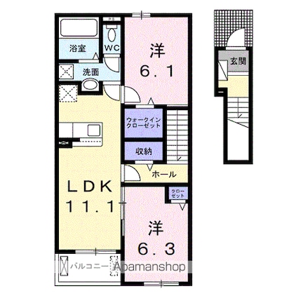 シャライム[2LDK/58.6m2]の間取図