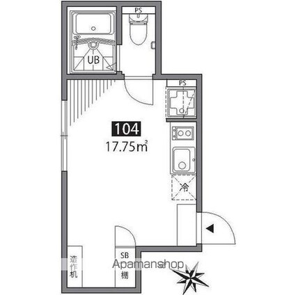 グランエッグス明大前[1R/17.75m2]の間取図