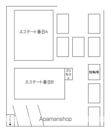 エステート春日Ｂ[2DK/36m2]の配置図