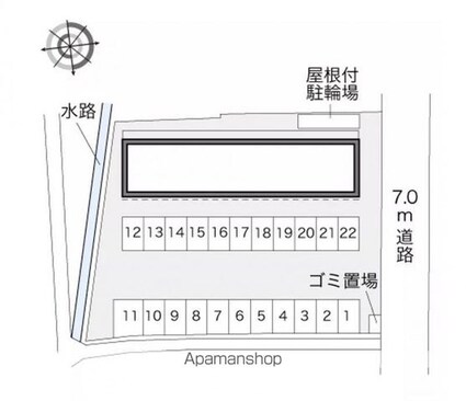 香川県高松市飯田町[1K/26.08m2]の配置図