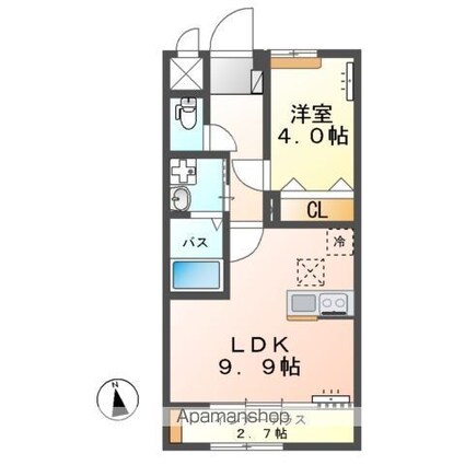 メゾン・デュ・ソレイユ（Ｍａｉｓｏｎ　ｄｕ　Ｓｏｌｅｉｌ）[1LDK/39.91m2]の間取図