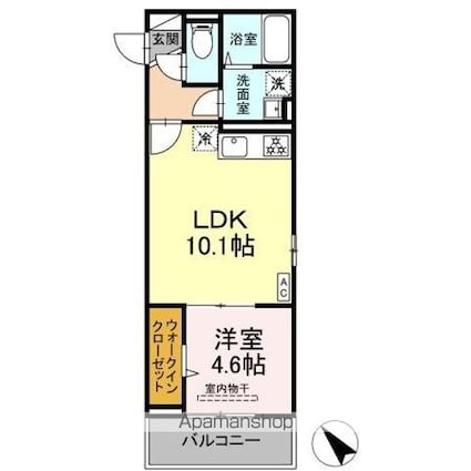 ポール・ヴェール[1LDK/37.01m2]の間取図