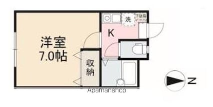 ウッディハウス林[1K/20.15m2]の間取図