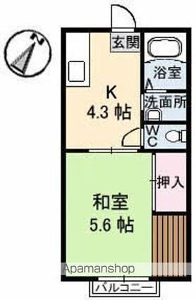 サンライフ前田Ⅱ[1K/27.08m2]の間取図