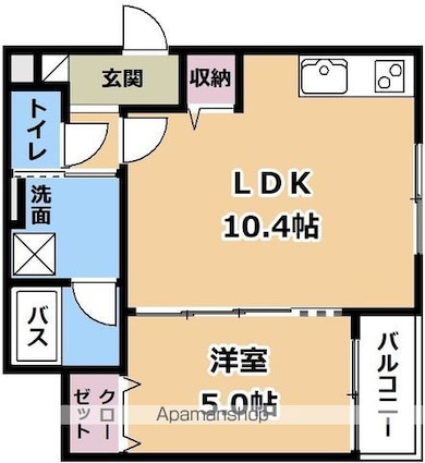ウォグノォつきのわ[1LDK/37.27m2]の間取図