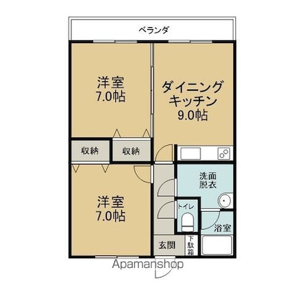 メゾン・ド・Ｋ　Ｂ棟[2DK/55.59m2]の間取図