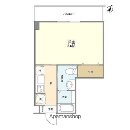 リテラス町屋[1K/25.38m2]の間取図