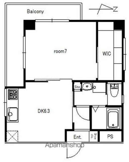 グリーンコーポ高島[1DK/39.28m2]の間取図