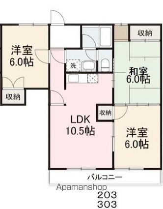 池田ハイツ[3LDK/61.79m2]の間取図