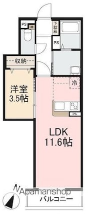 ｆｏｒｔｅ塩上町[1LDK/38m2]の間取図