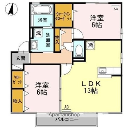 メルベーユ　Ｃ棟[2LDK/62.95m2]の間取図
