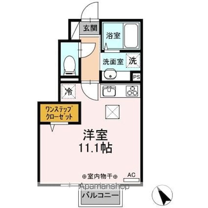 アップルガーデンＤ[1R/29.85m2]の間取図
