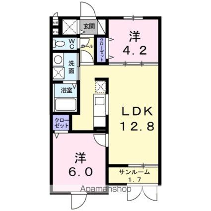 グリーンリーフ[2LDK/53.55m2]の間取図