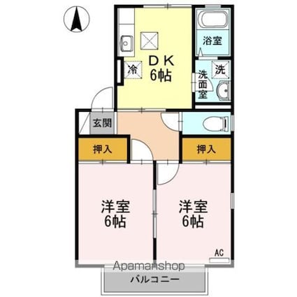 リセル幸葉[2DK/45.42m2]の間取図