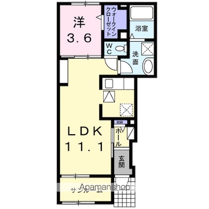 Ｍ・ｆｌｏｗｅｒ　Ⅰ[1LDK/41.53m2]の間取図