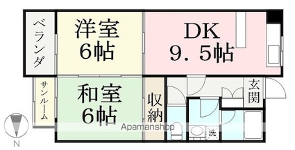ウェステージ木田[2DK/53.95m2]の間取図