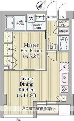 ヴァロータ氷川台[1LDK/41.84m2]の間取図