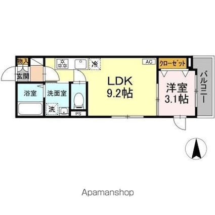 ジオ旭ケ丘[1LDK/30.35m2]の間取図
