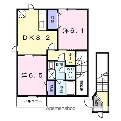 ベルドミール堅田[2DK/54.32m2]の間取図
