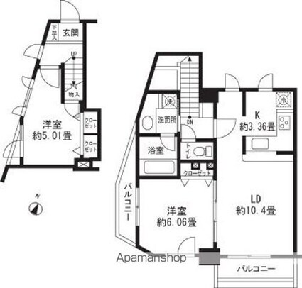 レジディア三軒茶屋Ⅱ[2LDK/57.78m2]の間取図