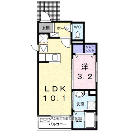 フリージアⅡ[1LDK/33.49m2]の間取図