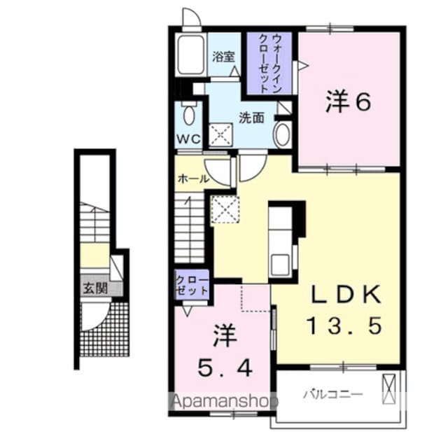 グランファミーユⅢ[2LDK/58.93m2]の間取図