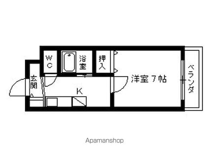 ビューテラスＫ[1K/24m2]の間取図