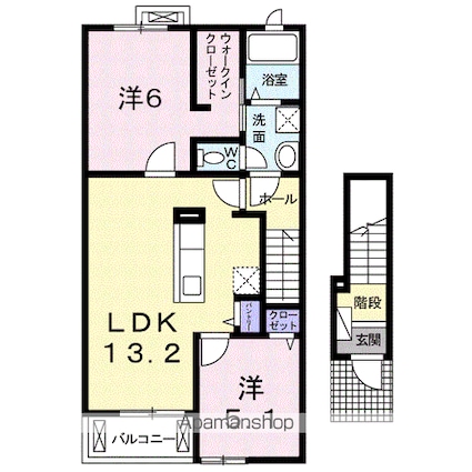 プラシードＳＫⅢ[2LDK/58.67m2]の間取図