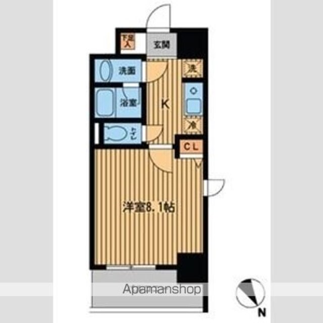プライムアーバン門前仲町[1K/26.66m2]の間取図