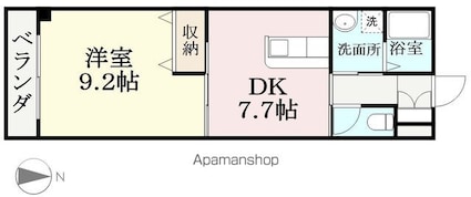 リバティ西開発[1DK/40.28m2]の間取図