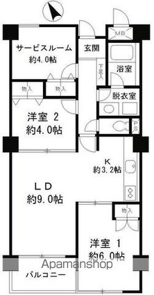 パステル中野[2SLDK/58.12m2]の間取図