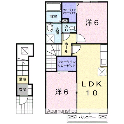 ポポラーレ・デ・レオン[2LDK/54.85m2]の間取図