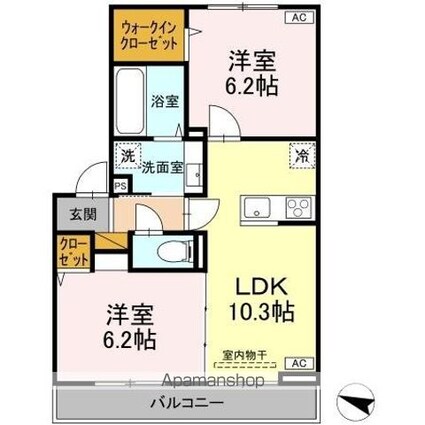 ブランシェ・ネスト　（Ｂｌａｎｃｈｅ　Ｎｅｓｔ）[2LDK/52.54m2]の間取図