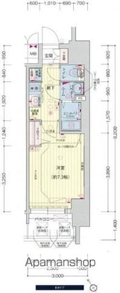 プレサンス新栄リベラ[1K/24.6m2]の間取図