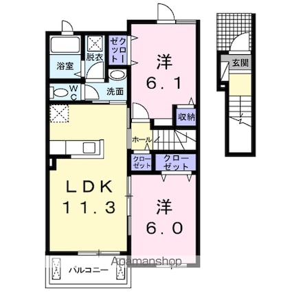 カーサ　セレーノ[2LDK/57.07m2]の間取図