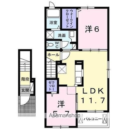 グレイスフル　Ⅱ[2LDK/56.68m2]の間取図